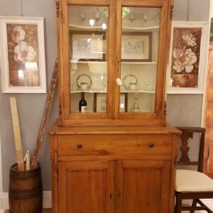 Credenza con alzata a vetrina in legno di pero metà Ottocento toscana Mobili antichi Siena e Firenze