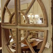 Specchiera vintage in legno di pino naturale rotonda. Arredamento contemporaneo su misura Siena e Firenze (1)