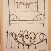 Letto in ferro battuto forgiato a mano con baldacchino in finitura ruggine.Disegno personalizzato. Arredamento contemporaneo su misura Siena e Firenze