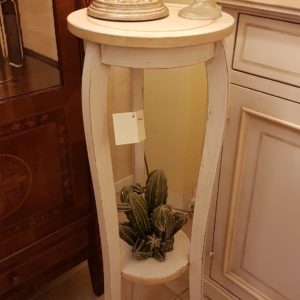 Porta vaso colonna in legno laccato a mano a tre gambe con piano rotondo. Arredamento classico contemporaneo Siena e Firenze