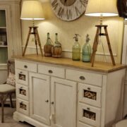 Credenza dispensa porta pasta in legno massello , laccata bianca con piano in legno. Mobili country Siena e Firenze (7)
