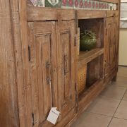 Credenza in legno di teak primi '900 decapè con maioliche originali. Mobili antichi Siena e Firenze (2)