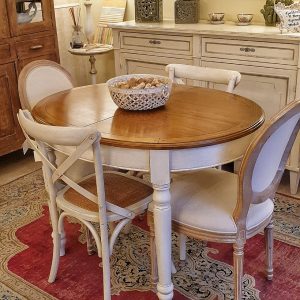 Tavolo ovale alllungabile in legno di ciliegio in finitura bicolore. Arredamento classico contemporaneo Siena e Firenze