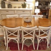 Tavolo ovale alllungabile in legno di ciliegio in finitura bicolore. Con due allunghe. Arredamento classico contemporaneo Siena e Firenze