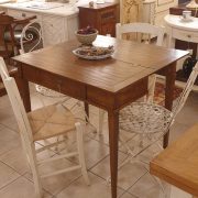 Consolle tavolo in legno di ciliegio anticato apribile. Aperto. Arredamento classico contemporaneo Siena e Firenze