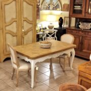 Tavolo provenzale antico in legno rovere con piano parquettato allungabile fine '800 bicolore. Mobili antichi Siena e Firenze (2)