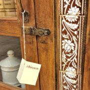 Credenza Vetrina antica in legno di teak con maioliche originali fine '800. Mobili antichi Siena e Firenze (9)