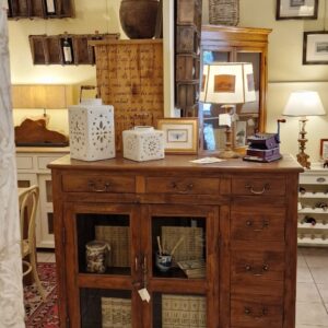 Credenza vetrina in legno di olmo antica fine '800. Mobili antichi Siena e Firenze.