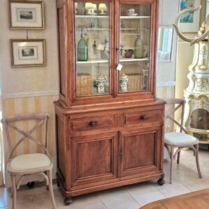 Credenza vetrina Toscana in legno di cipresso massello metà '800. Mobili antichi Siena e Firenze.