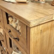 Cassettiera dispensa in legno di larice antico a otto cassetti a vetro. Arredamento classico contemporaneo Siena e Firenze (5)
