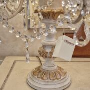 Lampada da tavolo flambeaux a sei luci in legno, ferro e swaroski. Arredamento classico contemporaneo Siena e Firenze (3)