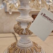 Lampada da tavolo flambeaux a sei luci in legno, ferro e swaroski. Arredamento classico contemporaneo Siena e Firenze (7)