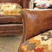 Coppia di Poltrone Pelle Vintage seduta reversibile Pelle-Klim antico. Mobili antichi Siena e Firenze. (13)