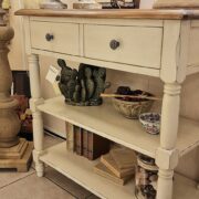 Consolle in legno di tiglio massello due cassetti e due ripiani. Arredamento classico contemporaneo Siena e Firenze. (6)
