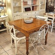 Tavolo Toscano in legno di noce nazionale massello anticato piallato a mano piano filetto intarsiato Bois de Rose. Arredamento classico contemporaneo Siena e Firenze (3)
