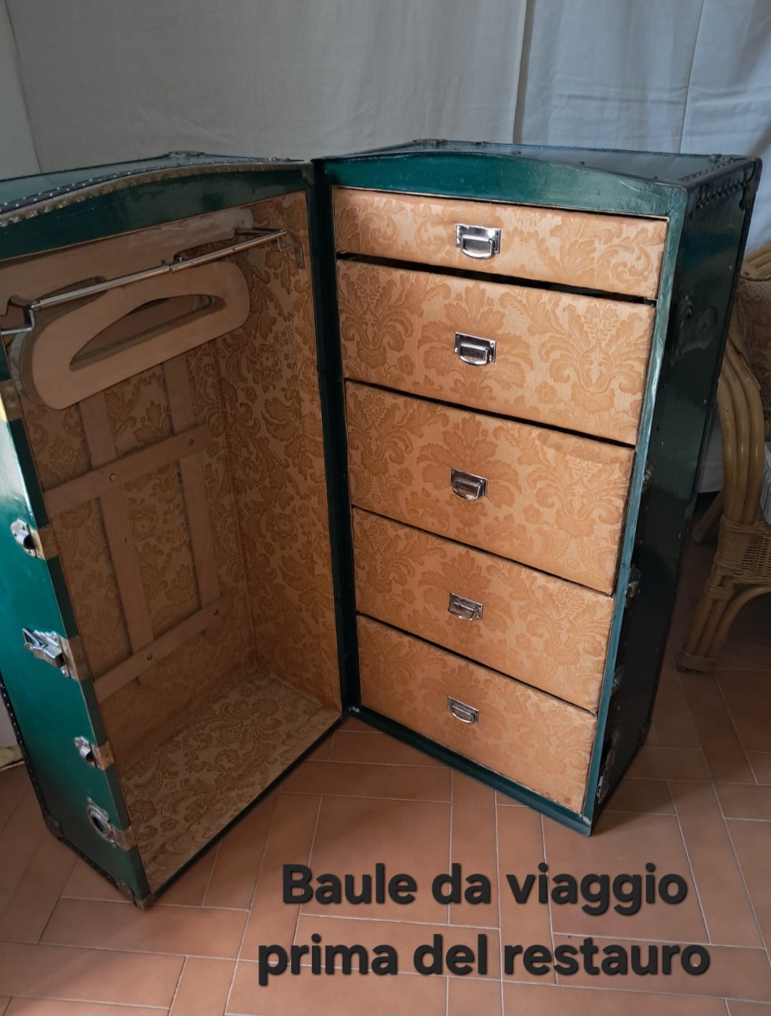 Baule antico da viaggio metà '800 restaurato. Mobili antichi Siena e Firenze (12)